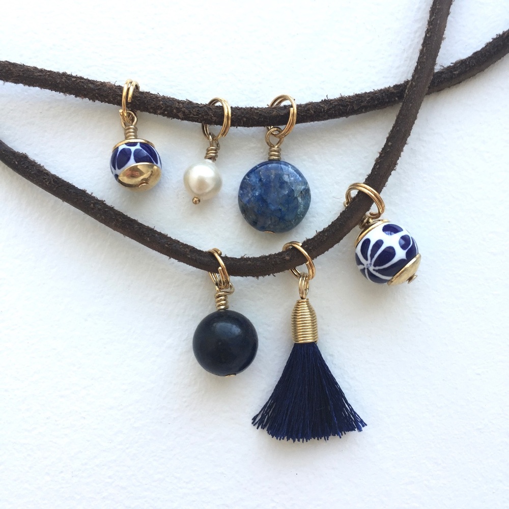 Luis Valeria beaded leather necklace
